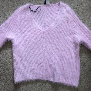Divided Pink Crop Top Sweater